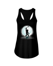 Bigfoot lacrosse under the moon Ladies Flowy Tank thumbnail