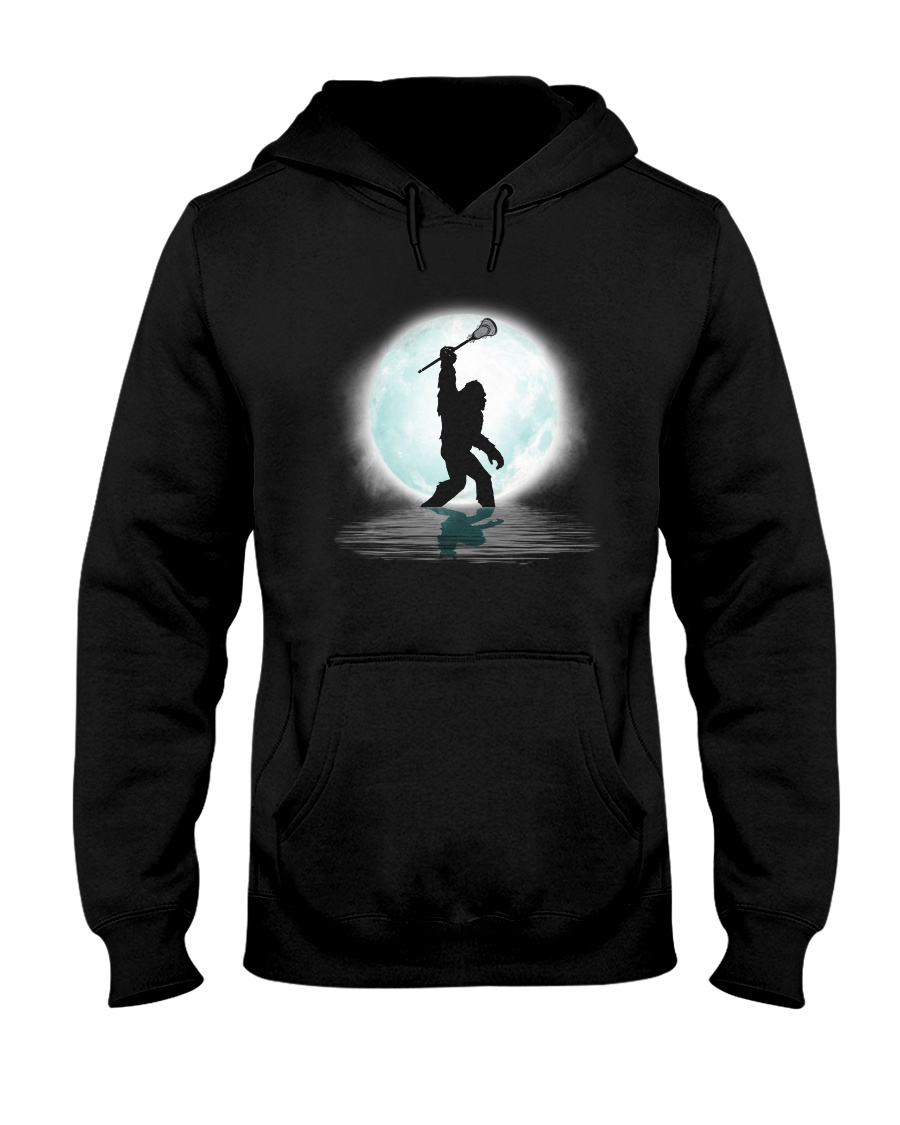 Bigfoot lacrosse under the moon Hooded Sweatshirt