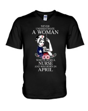 nurse never underestimate April 0029 V-Neck T-Shirt thumbnail