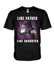 Like father like daughter snowmobile V-Neck T-Shirt thumbnail