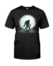 Funny bigfoot hand gesture under the moon Classic T-Shirt thumbnail