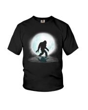Funny bigfoot hand gesture under the moon Youth T-Shirt thumbnail