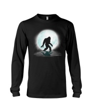 Funny bigfoot hand gesture under the moon Long Sleeve Tee thumbnail