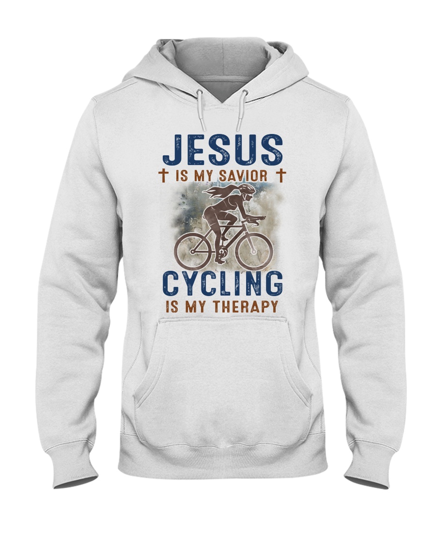 Jesus is my savior Cycling is my therapy - woman Hooded Sweatshirt