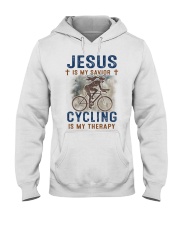 Jesus is my savior Cycling is my therapy - woman Hooded Sweatshirt front