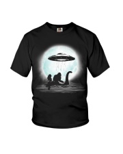 Bigfoot and mermaid UFO under the moon Youth T-Shirt thumbnail
