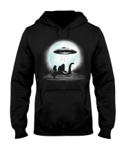 Bigfoot and mermaid UFO under the moon Hooded Sweatshirt front
