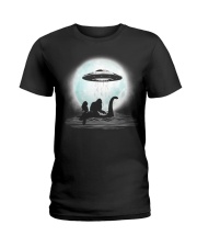 Bigfoot and mermaid UFO under the moon Ladies T-Shirt thumbnail