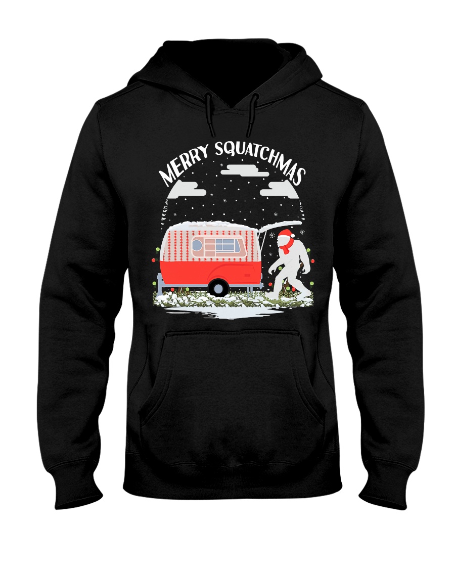 Merry Squatchmas Camping Bigfoot Hooded Sweatshirt