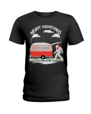 Merry Squatchmas Camping Bigfoot Ladies T-Shirt thumbnail