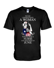 nurse never underestimate June 0029 V-Neck T-Shirt thumbnail