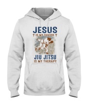 Jesus is my savior Jiu Jitsu is my therapy Hooded Sweatshirt front