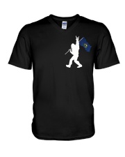 Vermont - Bigfoot Flag 2 sides V-Neck T-Shirt thumbnail
