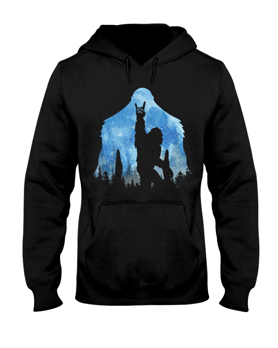 Bigfoot rock and roll ver moon Hooded Sweatshirt
