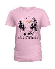 Skiing And into the mountains I go Ladies T-Shirt thumbnail