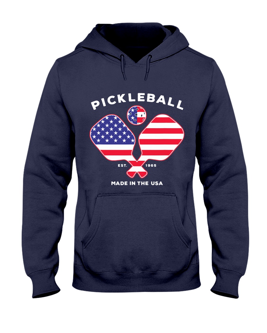 Pickleball USA Patriotic American Flag Est 1965 Hooded Sweatshirt