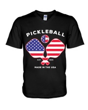 Pickleball USA Patriotic American Flag Est 1965 V-Neck T-Shirt thumbnail