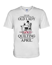 April quilting old lady V-Neck T-Shirt thumbnail