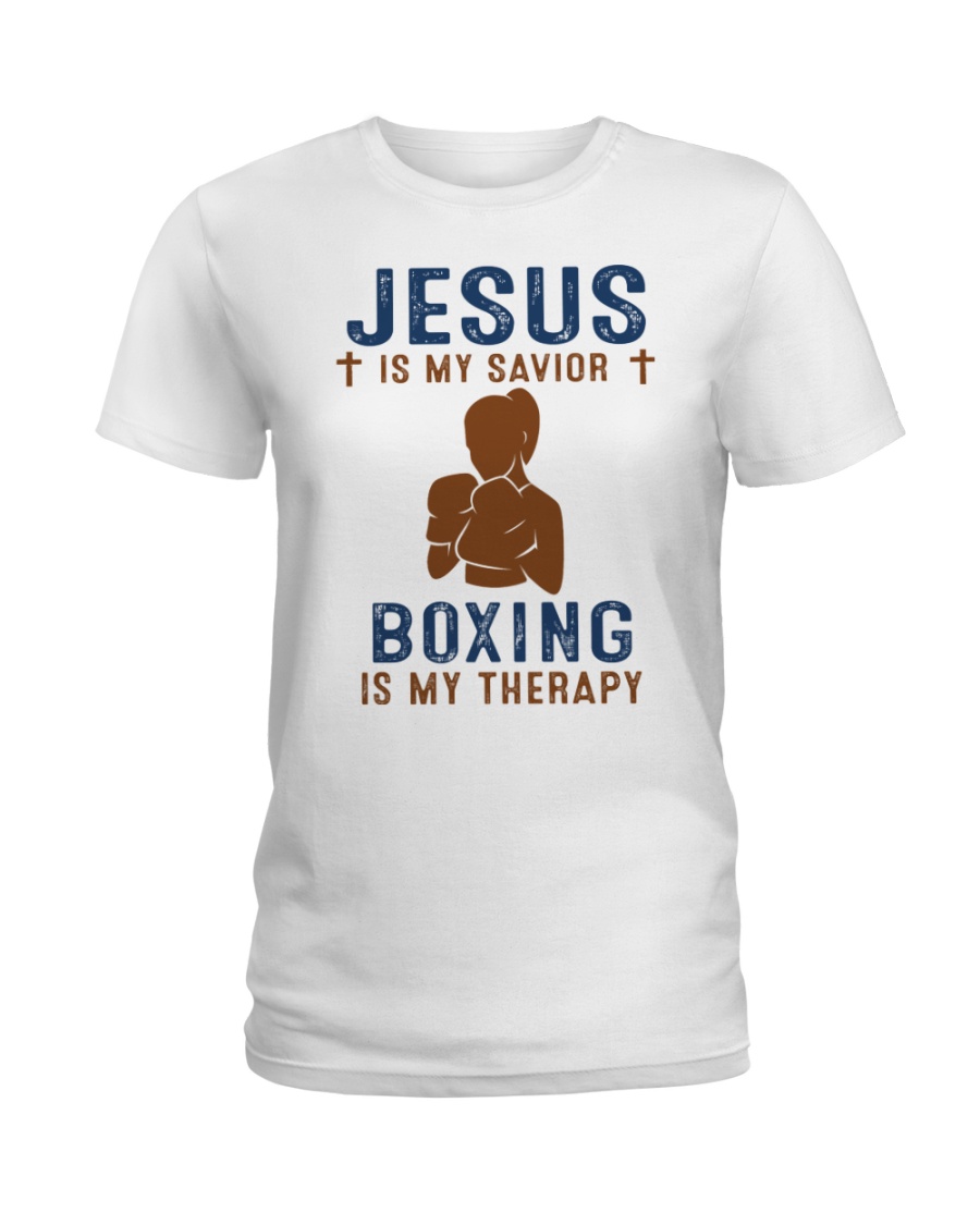 Jesus is my savior - Boxing is my therapy Ladies T-Shirt