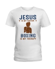 Jesus is my savior - Boxing is my therapy Ladies T-Shirt front