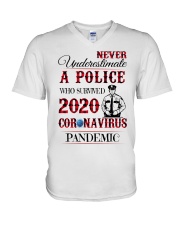 Never underestimate a police V-Neck T-Shirt thumbnail