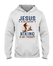 Jesus is my savior - Hiking is my therapy Hooded Sweatshirt front