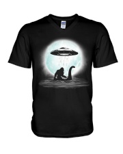 Bigfoot UFO Under The Moon V-Neck T-Shirt thumbnail