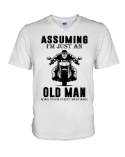 motorcycle old man V-Neck T-Shirt thumbnail