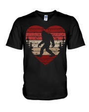 Vintage retro style bigfoot heart V-Neck T-Shirt thumbnail