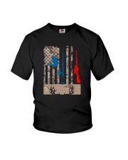 FISHING AND DEER HUNTING AMERICA FLAG Youth T-Shirt tile