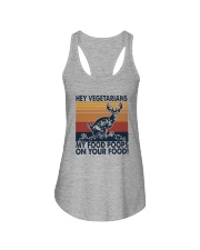 HEY VEGETARIANS MY FOOD POPPS ON YOUR FOOD Ladies Flowy Tank tile