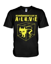 cat are alive or dead V-Neck T-Shirt tile