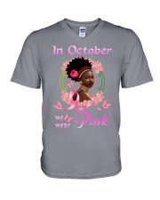 In october we wear pink V-Neck T-Shirt tile