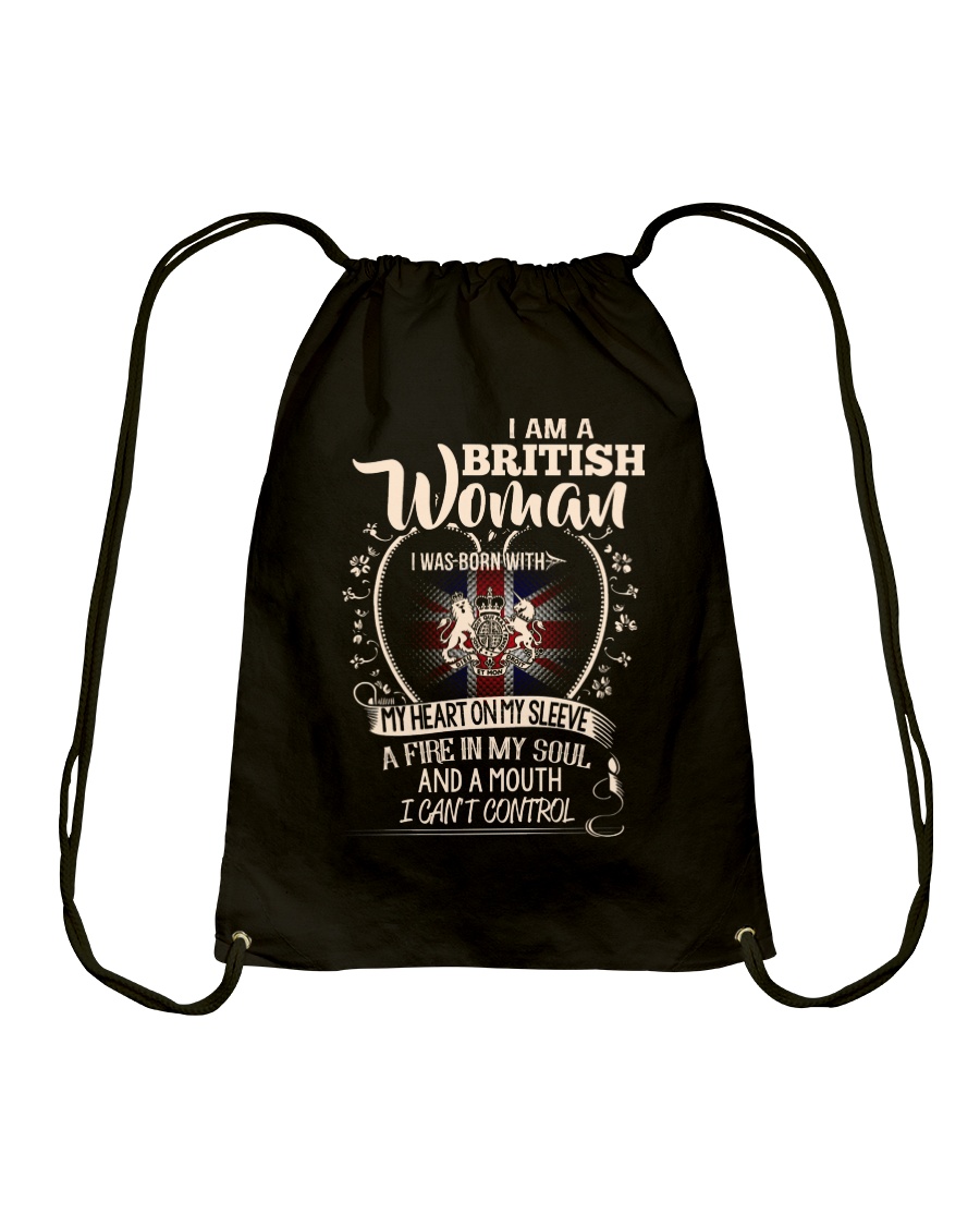 British Woman - I Can't Control Drawstring Bag