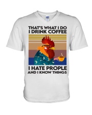 Chicken Coffee V-Neck T-Shirt tile