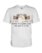 Husband Crazy Goats V-Neck T-Shirt tile