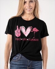 Flamingos Peace Love Classic T-Shirt apparel-classic-tshirt-lifestyle-front-101