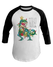 Dinosaur Tree rex Christmas Baseball Tee tile
