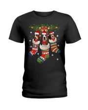 Basset Hound Christmas 30 Ladies T-Shirt tile