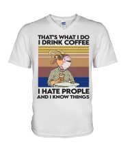 Goat coffee V-Neck T-Shirt tile