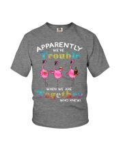 Flamingo apparently we're trouble Wine Youth T-Shirt tile