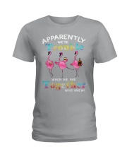 Flamingo apparently we're trouble Wine Ladies T-Shirt tile
