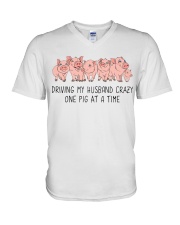 Husband Crazy Pigs V-Neck T-Shirt tile