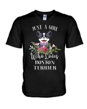 Boston Terrier Christmas 20 V-Neck T-Shirt tile