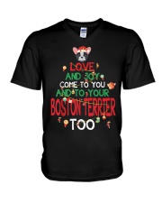 Boston Terrier Christmas 12 V-Neck T-Shirt tile