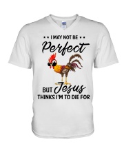 I May Not Be Perfect Chicken V-Neck T-Shirt tile