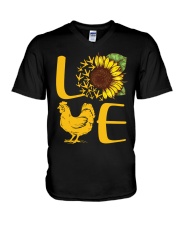 Love Sunflower Chicken V-Neck T-Shirt tile