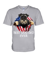 Miniature Schnauzer-Dog Flag-Dad V-Neck T-Shirt tile