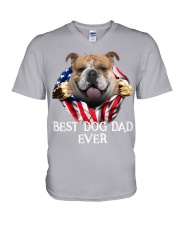 English Bulldog-Dog Flag-Dad V-Neck T-Shirt tile