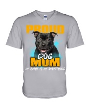 Staffordshire Bull Terrier-02-Proud Dog Mom V-Neck T-Shirt tile
